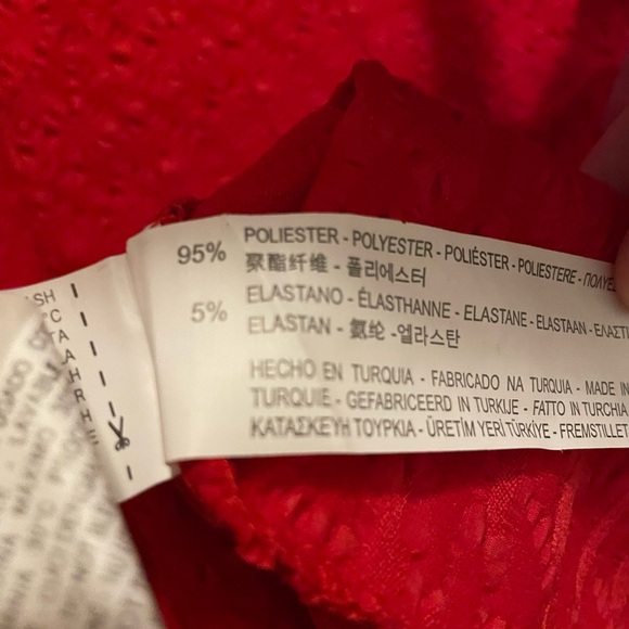 Zara Red Fit and Flare Dress Textured Fabric Size Extra Small - Picture 9 of 14